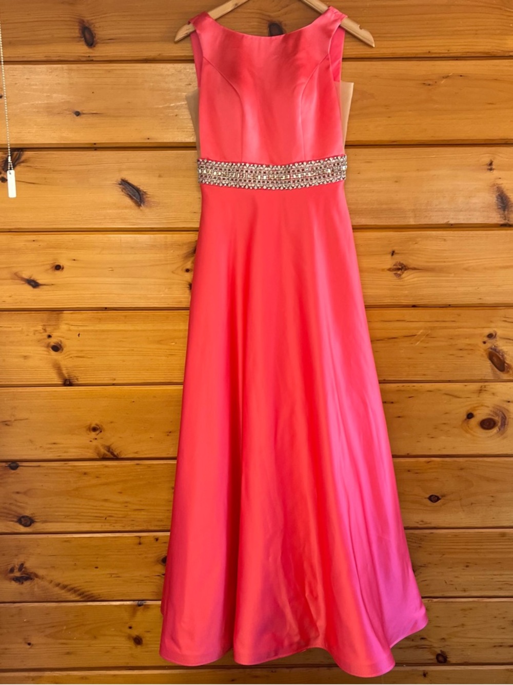Delicate Abby Paris Coral Sleeveless Maxi Formal Festival Dress Jeweled Waist - Picture 2 of 9